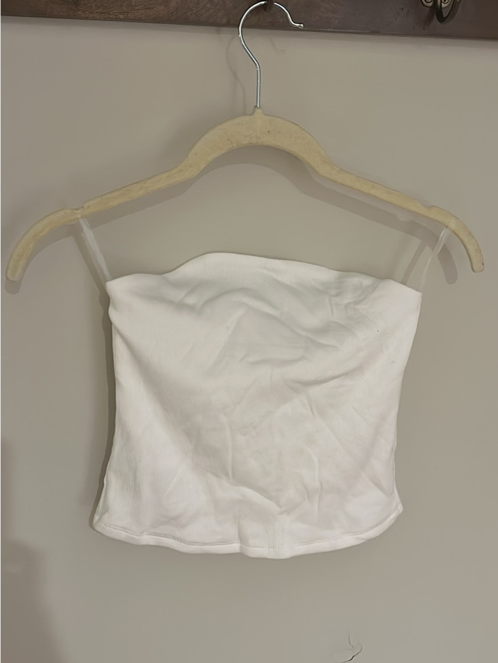 Pink Rose White Strapless Camisole Top